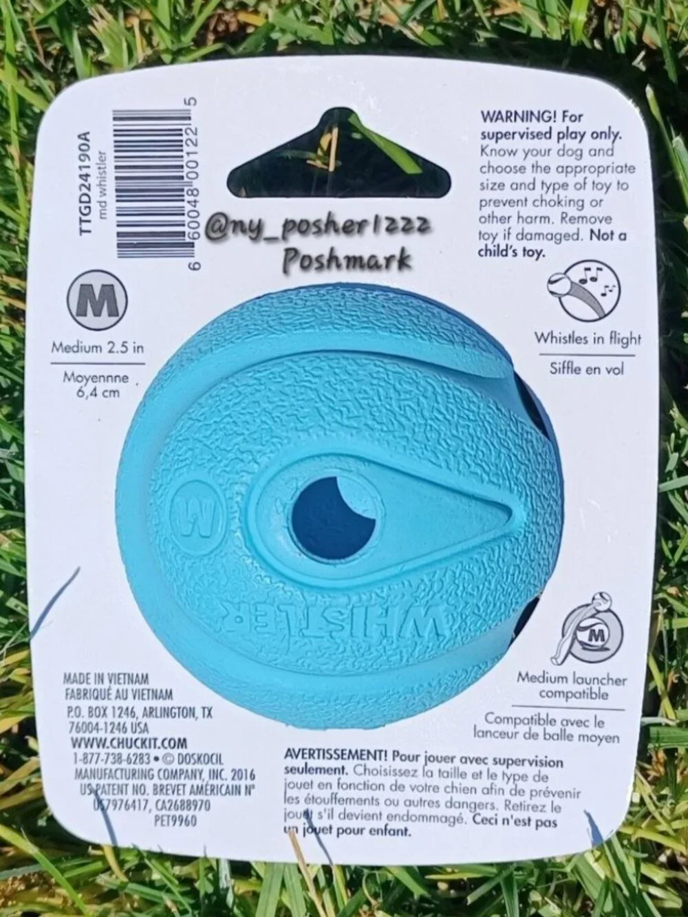 𝗖𝗵𝘂𝗰𝗸𝗶𝘁! 𝗧𝗛𝗘 𝗪𝗛𝗜𝗦𝗧𝗟𝗘𝗥 Ball Dog Toy Blue (Size Medium)